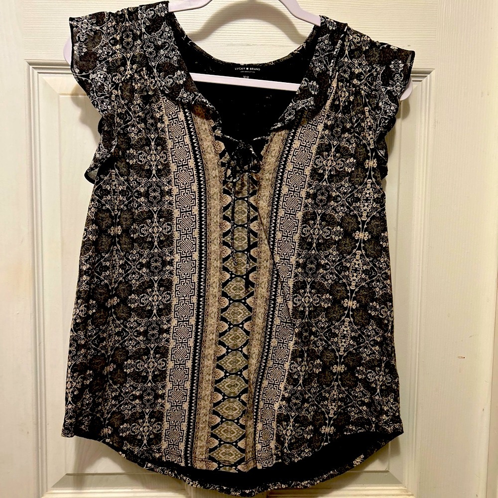 Black and White Patterned Women's Top
